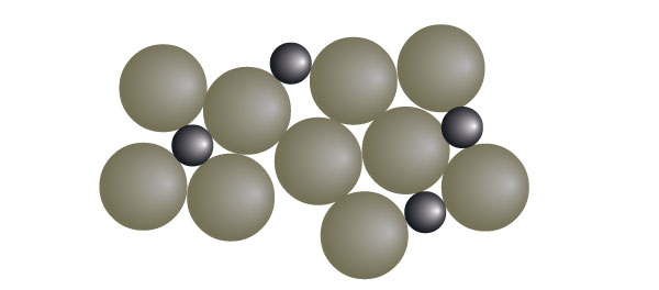 The diagram above shows an example of how atoms are arranged in an alloy.
