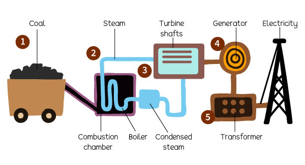 Illustration of Coal Combustion Process