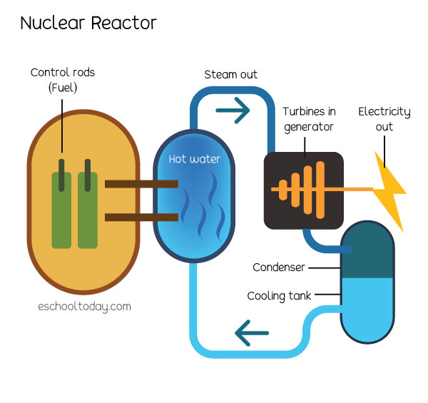 An illustration of electricity generation in a nuclear reactor